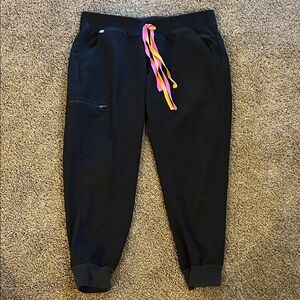 Figs Black Jogger Pants with Multicolor Drawstring